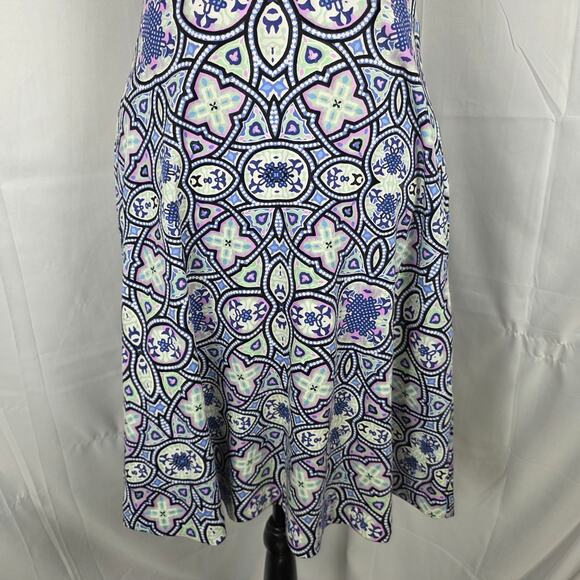 Talbots Dress Women XS Blue Multicolor Sleeveless Fit & Flare Cotton Boho Retro - Picture 4 of 10